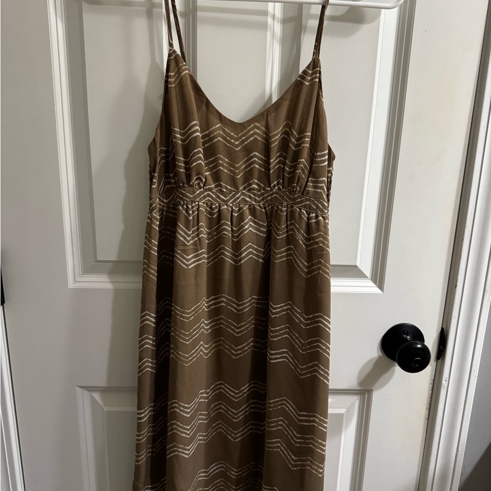 Brown Chevron Pattern Dress